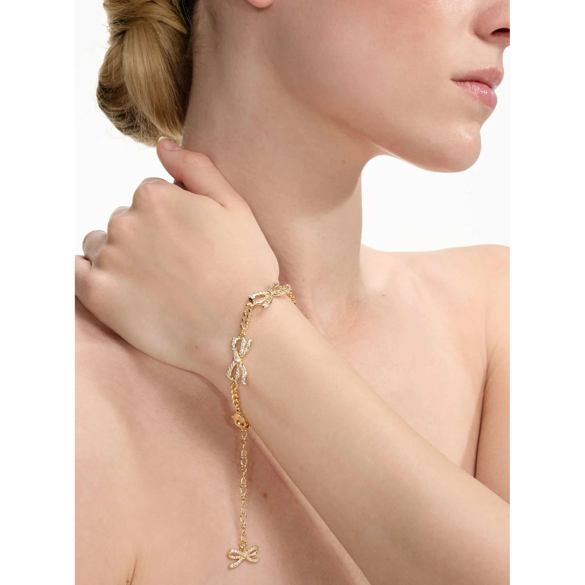 Metallic Bracelet with Bow nad Crystal Embellishments in Copper Woman