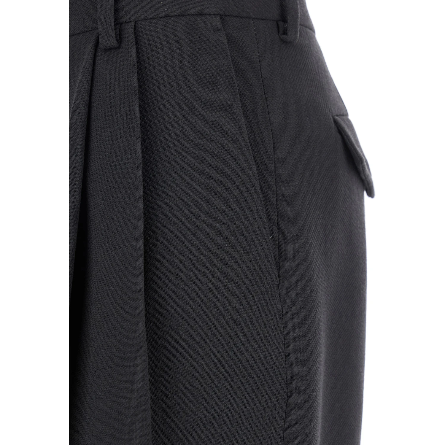 Partan Grey Pants with Turn-Up Hem and Two Rear Flap Pockets with Button in Wool Woman