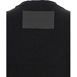 Black Crewneck T-Shirt with Logo Patch on the Rear in Cotton Man