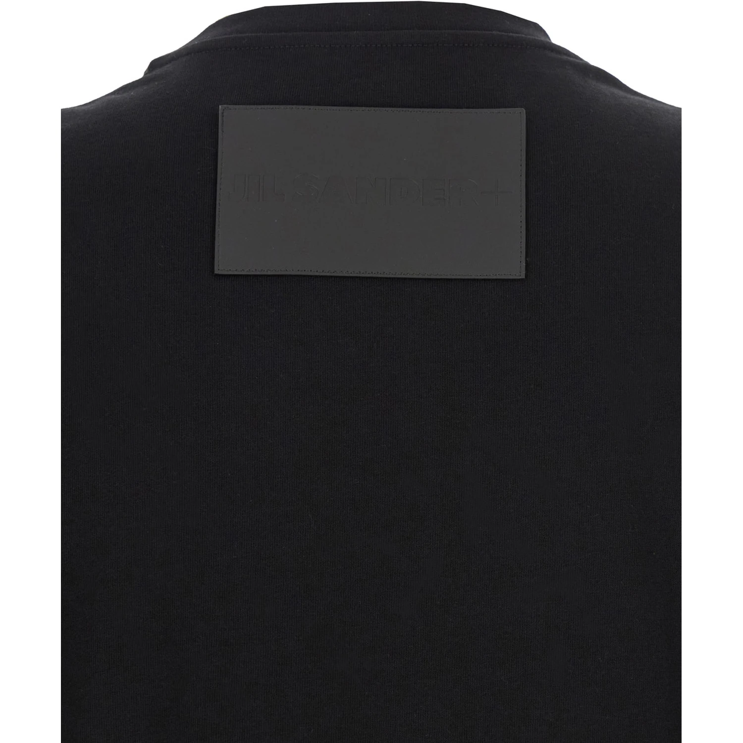 Black Crewneck T-Shirt with Logo Patch on the Rear in Cotton Man