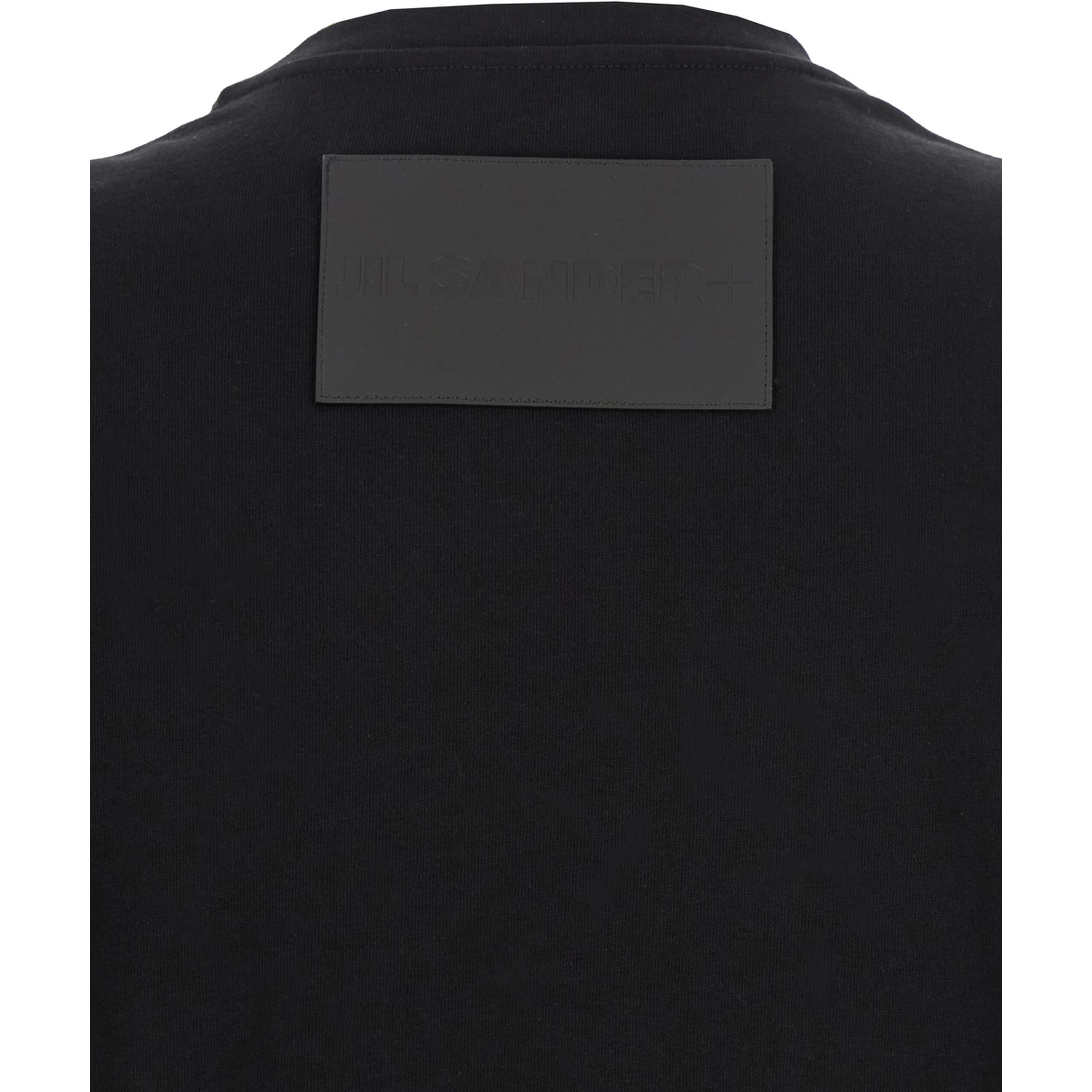 Black Crewneck T-Shirt with Logo Patch on the Rear in Cotton Man
