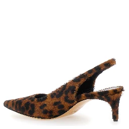 Luisa Brown Slingback Pumps with Medium Stiletto Heel and Leopard Print All-Over in Ecofur Woman