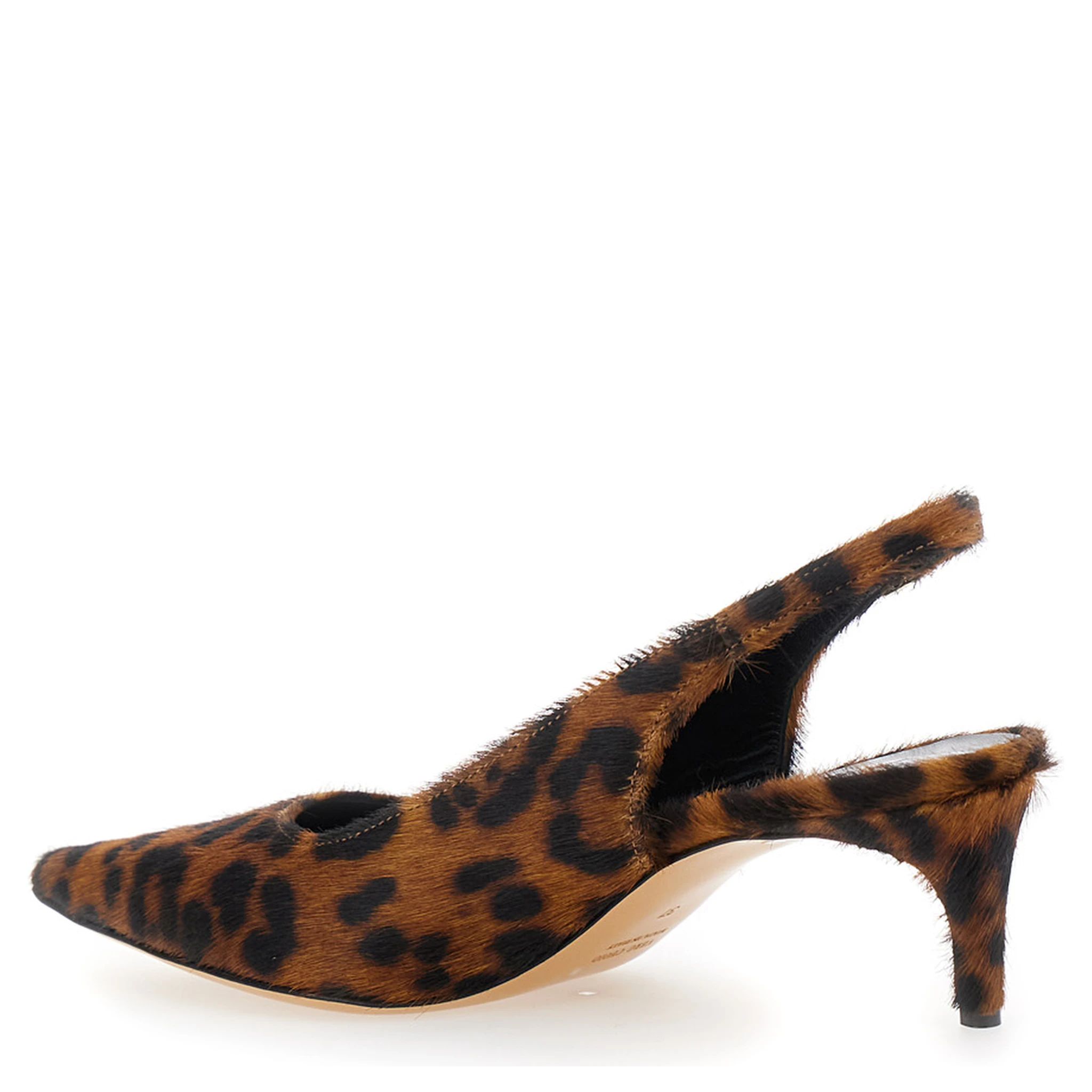 Luisa Brown Slingback Pumps with Medium Stiletto Heel and Leopard Print All-Over in Ecofur Woman