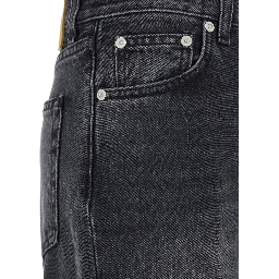 Black Jeans with Belt Loops and Logo Patch on the Rear in Denim Woman