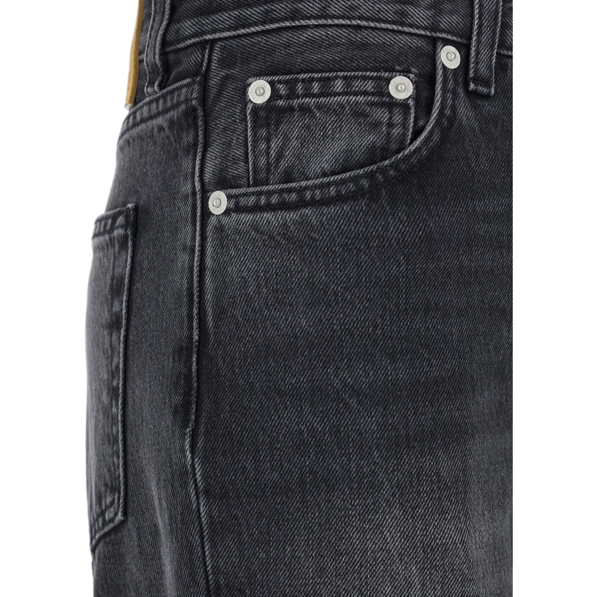 Black Jeans with Belt Loops and Logo Patch on the Rear in Denim Woman