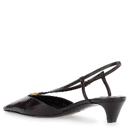 Brown Pumps with FF Logo on the Front in Hagfish Leather Woman