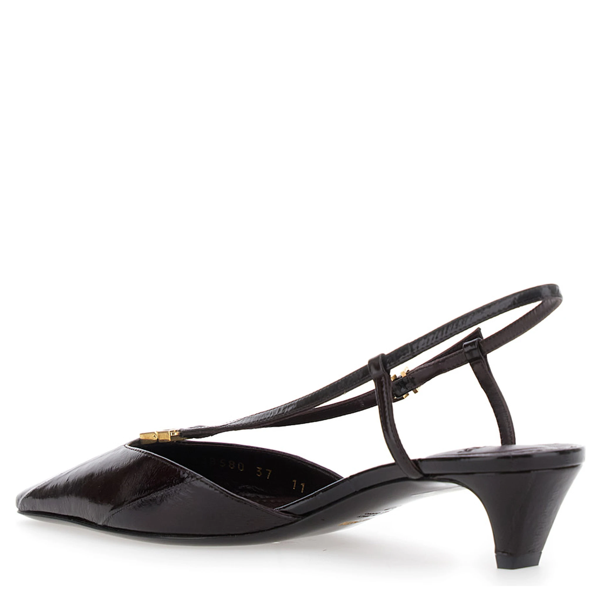 Brown Pumps with FF Logo on the Front in Hagfish Leather Woman