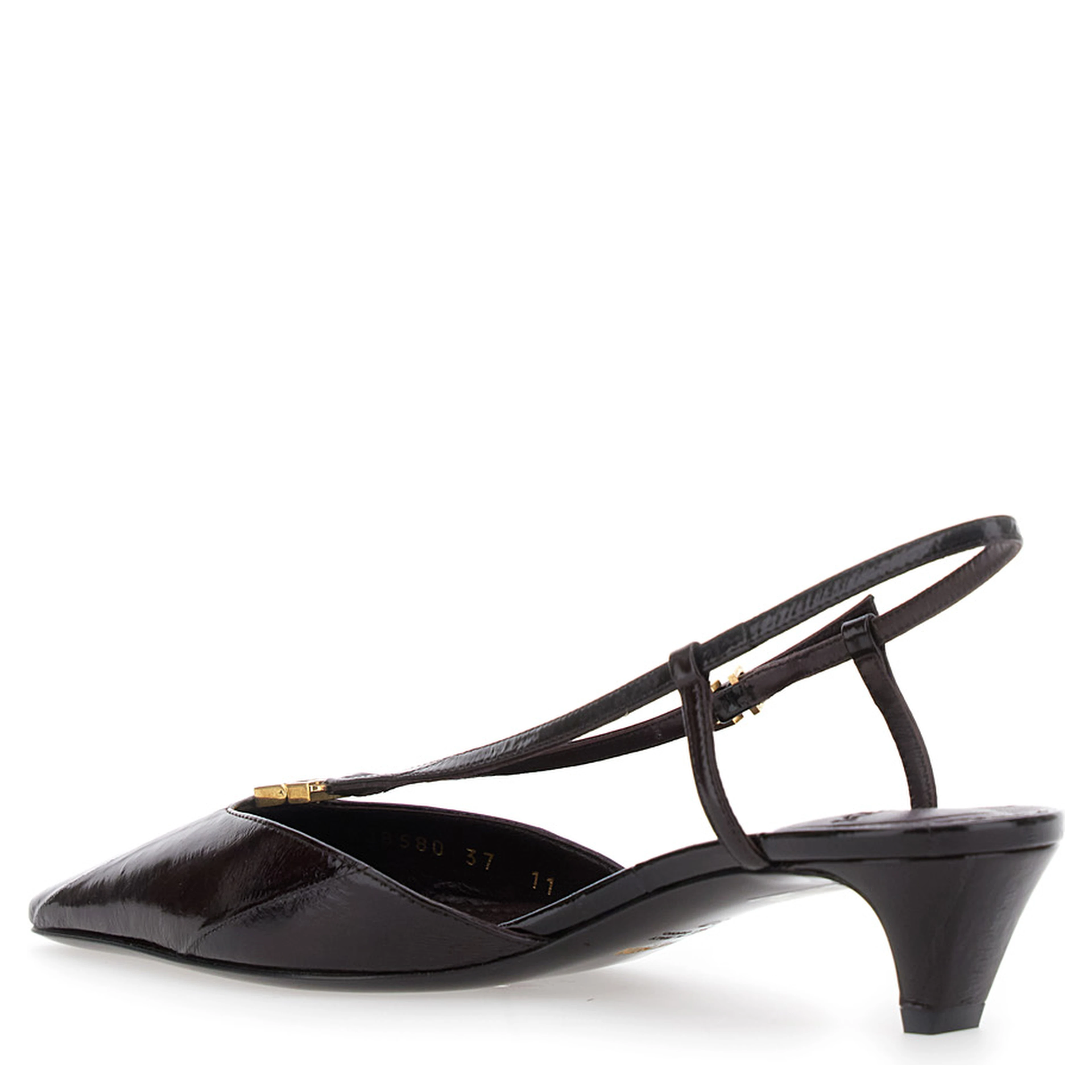 Brown Pumps with FF Logo on the Front in Hagfish Leather Woman