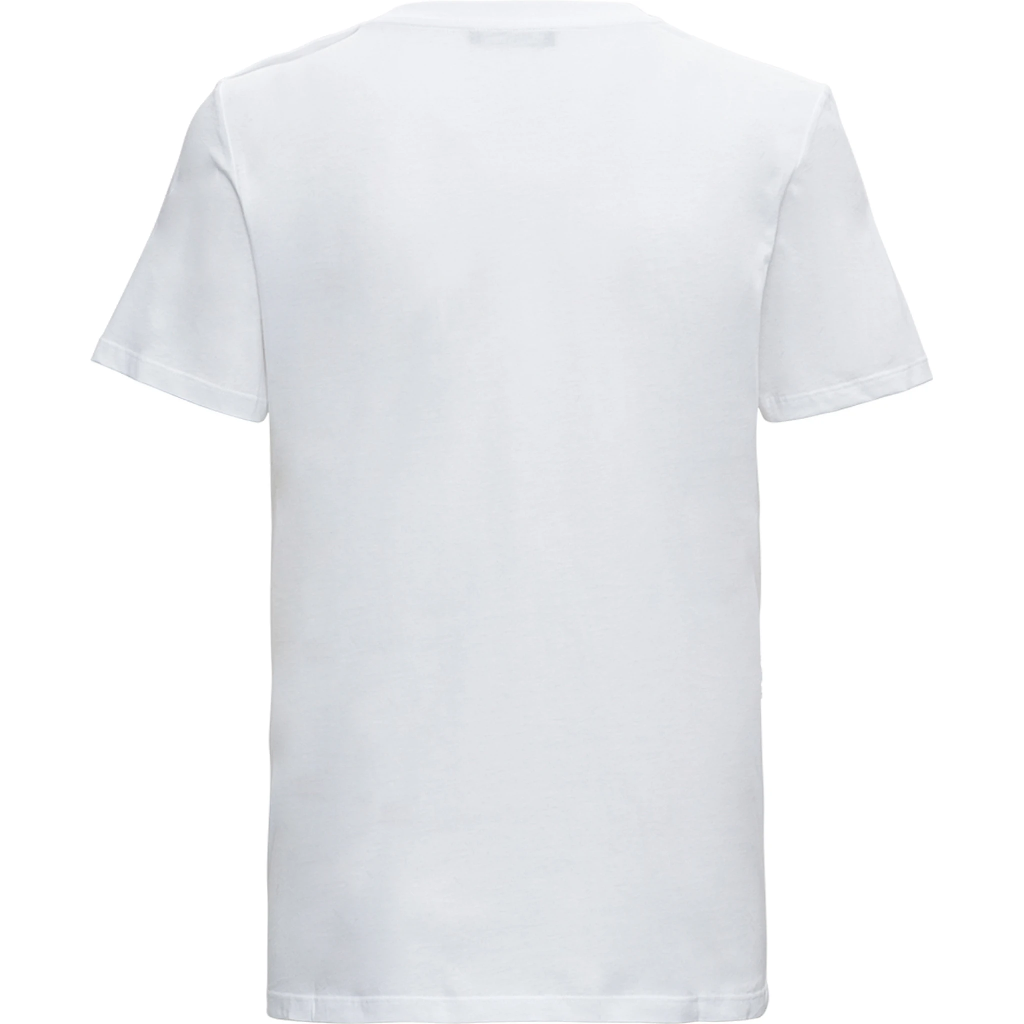 White Crewneck T-Shirt with Logo Print and Golden Buttons in Jersey Woman