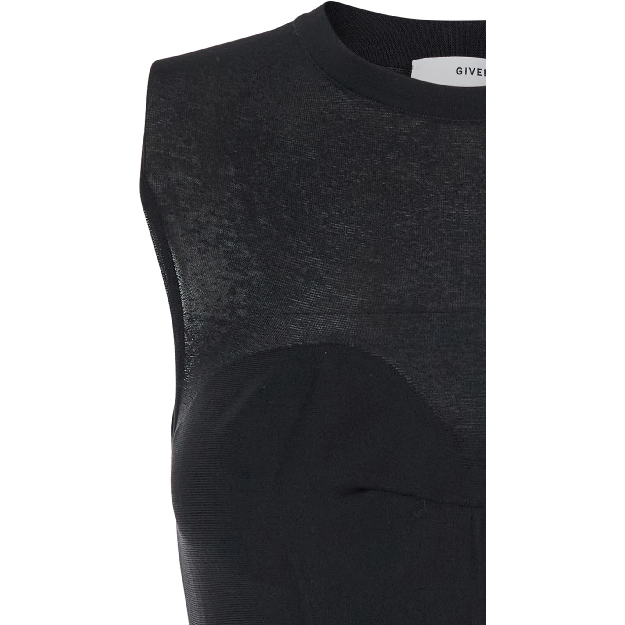 Black Crew Neck Dress with Flared Skirt in Fabric Woman