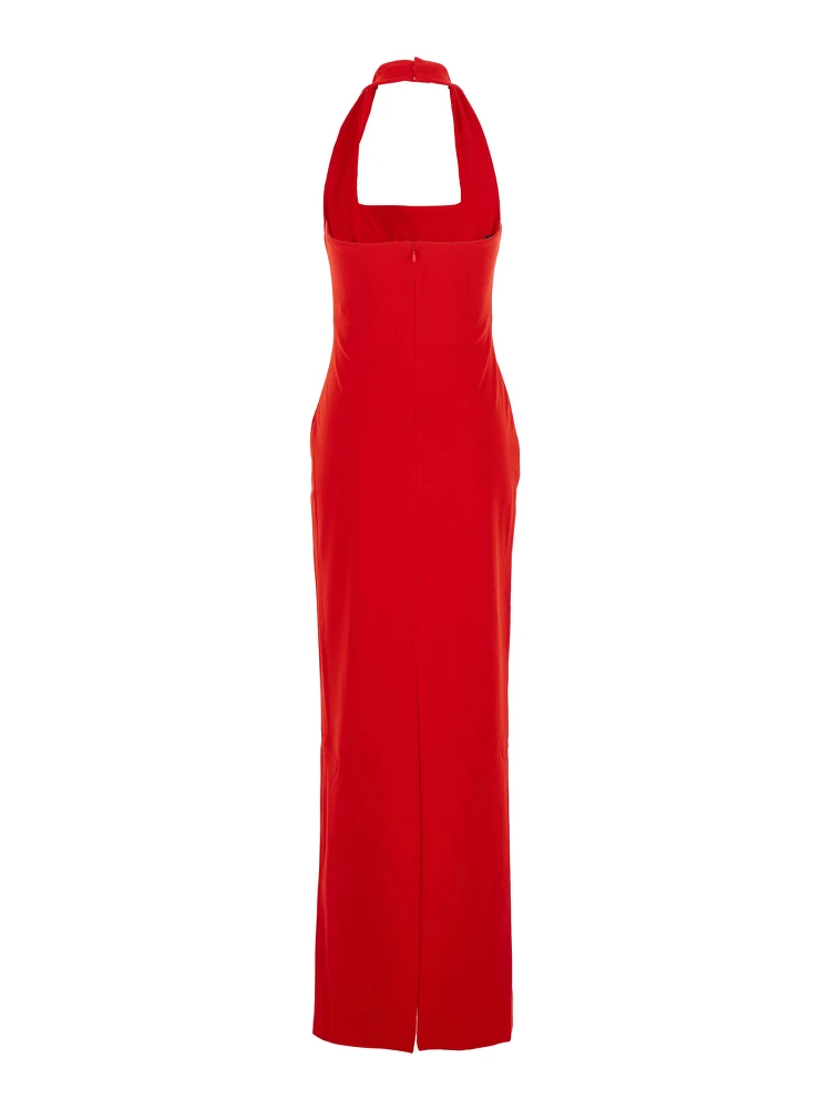 Ilona Red Long Dress with Square Neckline in Twill Woman alternative