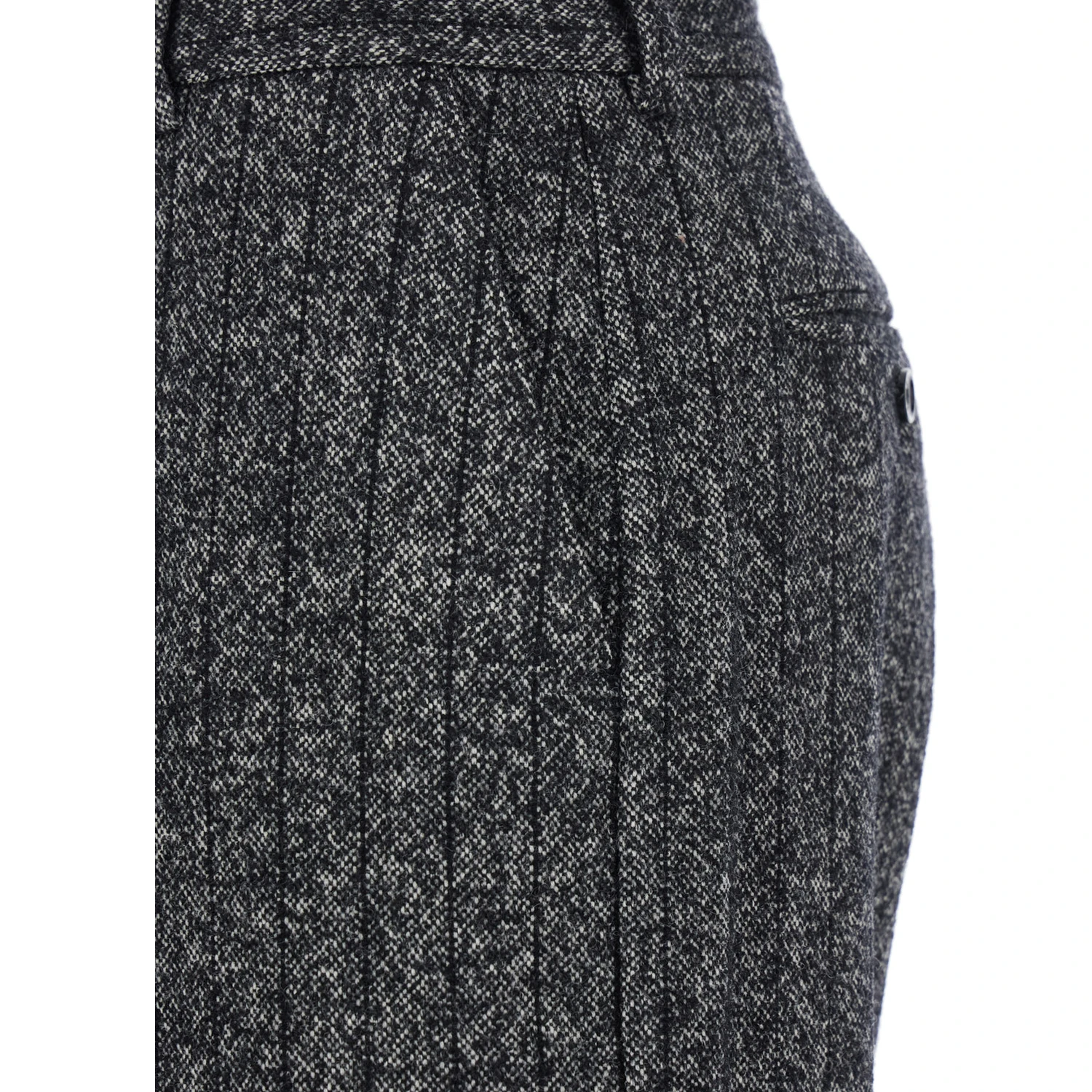 Grey Pants with Wide Leg and Pinstripe Motif in Wool Blend Stretch Woman