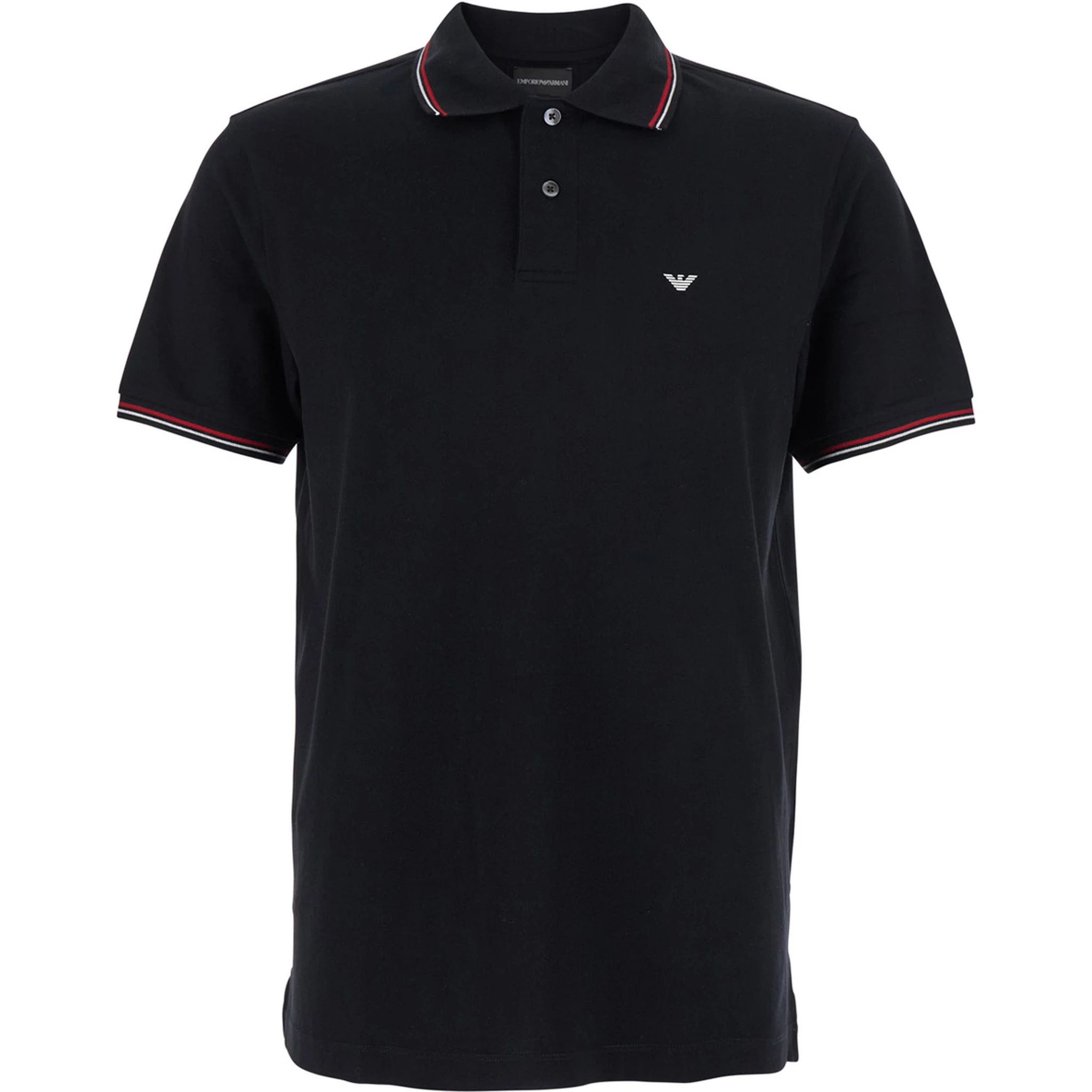 Black Polo Shirt with Classic Collar and Logo Embroidery on the Front in Cotton Stretch Man