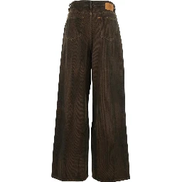 Brown Jeans with Tie-Dye Pattern and Logo Patch on Back in Denim Woman