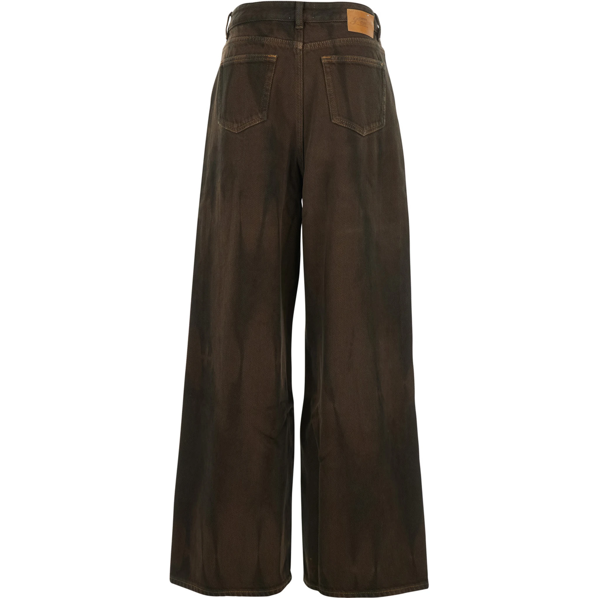 Brown Jeans with Tie-Dye Pattern and Logo Patch on Back in Denim Woman