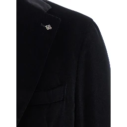 Black Single-Breasted Jacket with Notched Revers in Velvet Man