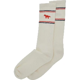 White Socks with Logo Lettering on the Side and Fox Patch in Cotton Man