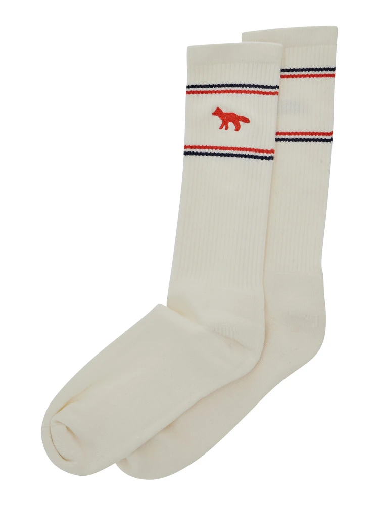 White Socks with Logo Lettering on the Side and Fox Patch in Cotton Man alternative