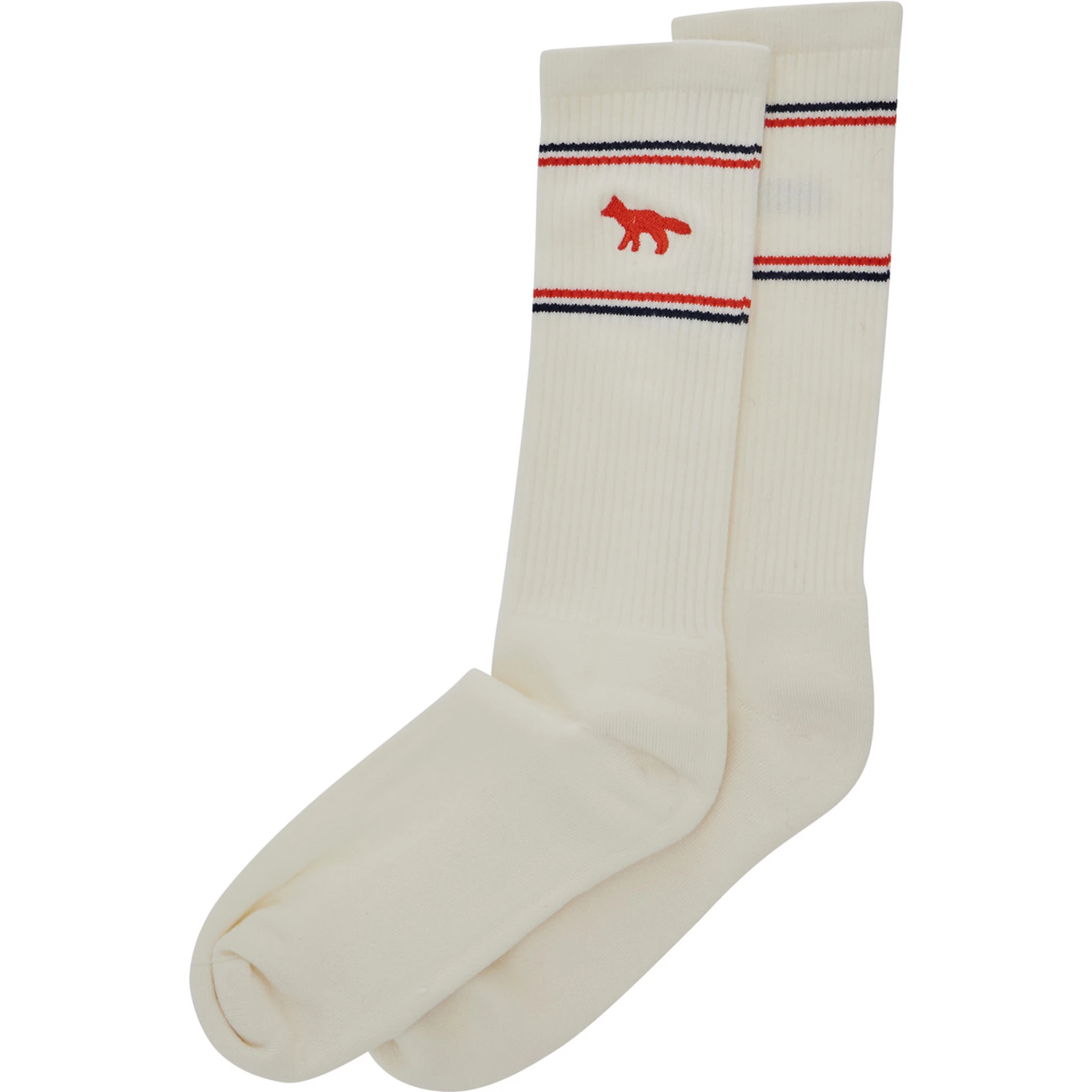 White Socks with Logo Lettering on the Side and Fox Patch in Cotton Man