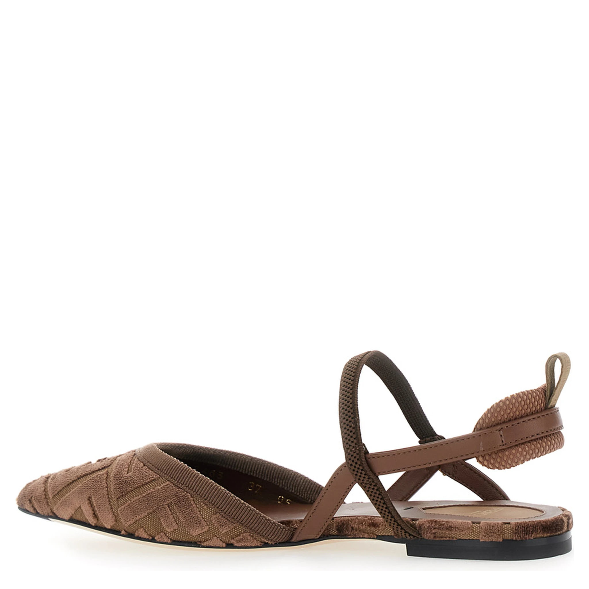 Colibrì Lite Brown Flat Slingback with All-Over FF Motif in Cotton Woman