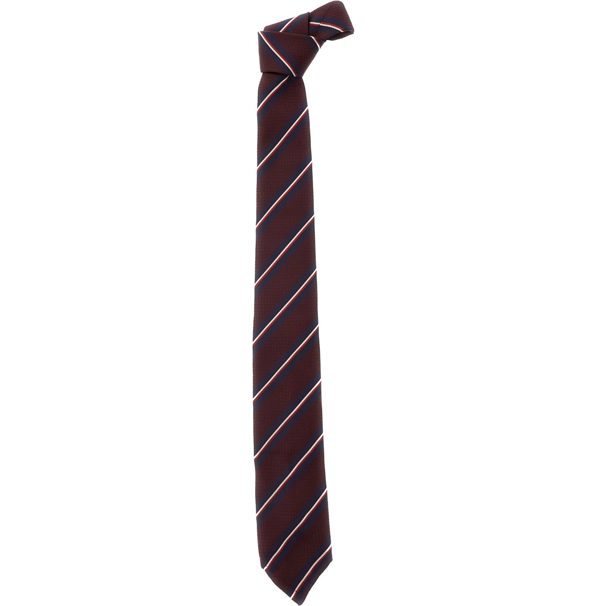 Bordeaux Tie with All-Over Striped Motif in Silk Man