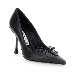 Scarlett Black Pumps with High Stiletto Heel and Front Laces in Leather Woman