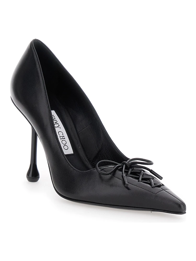 Scarlett Black Pumps with High Stiletto Heel and Front Laces in Leather Woman alternative