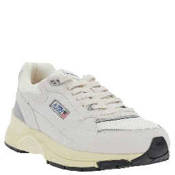 Hyperway White Low Top Sneakers with Logo Patch on Tongue and Side in Tech Fabric Man