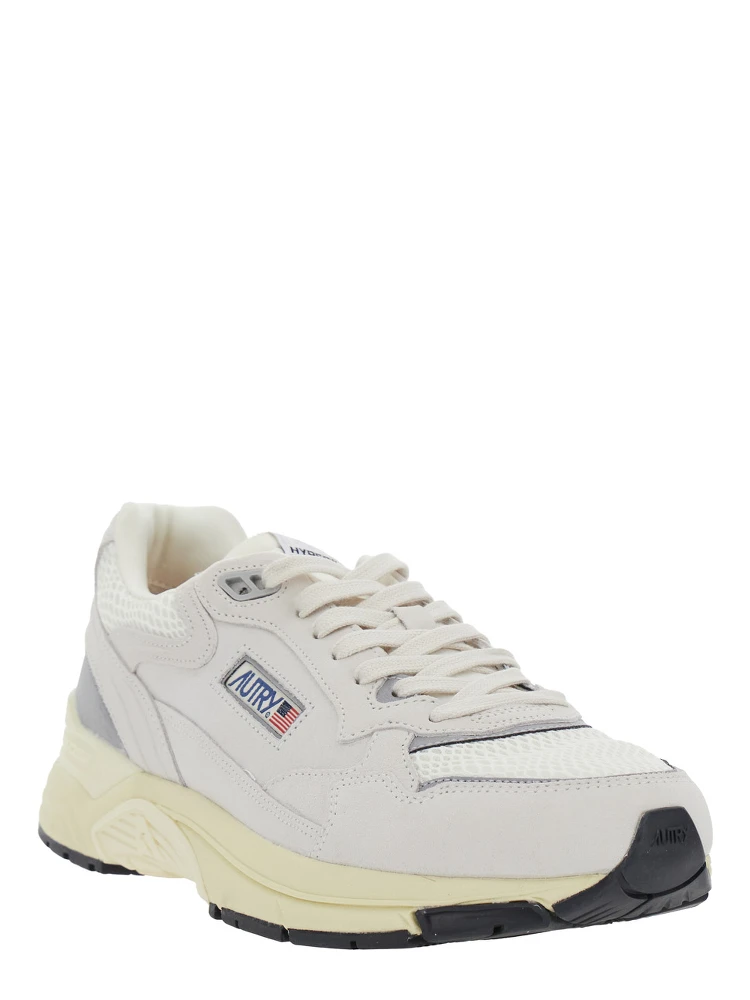 Hyperway White Low Top Sneakers with Logo Patch on Tongue and Side in Tech Fabric Man alternative