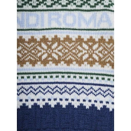 Multicolor Crewneck Sweater with Logo Lettering and Geometric Embroidery in Wool Boy