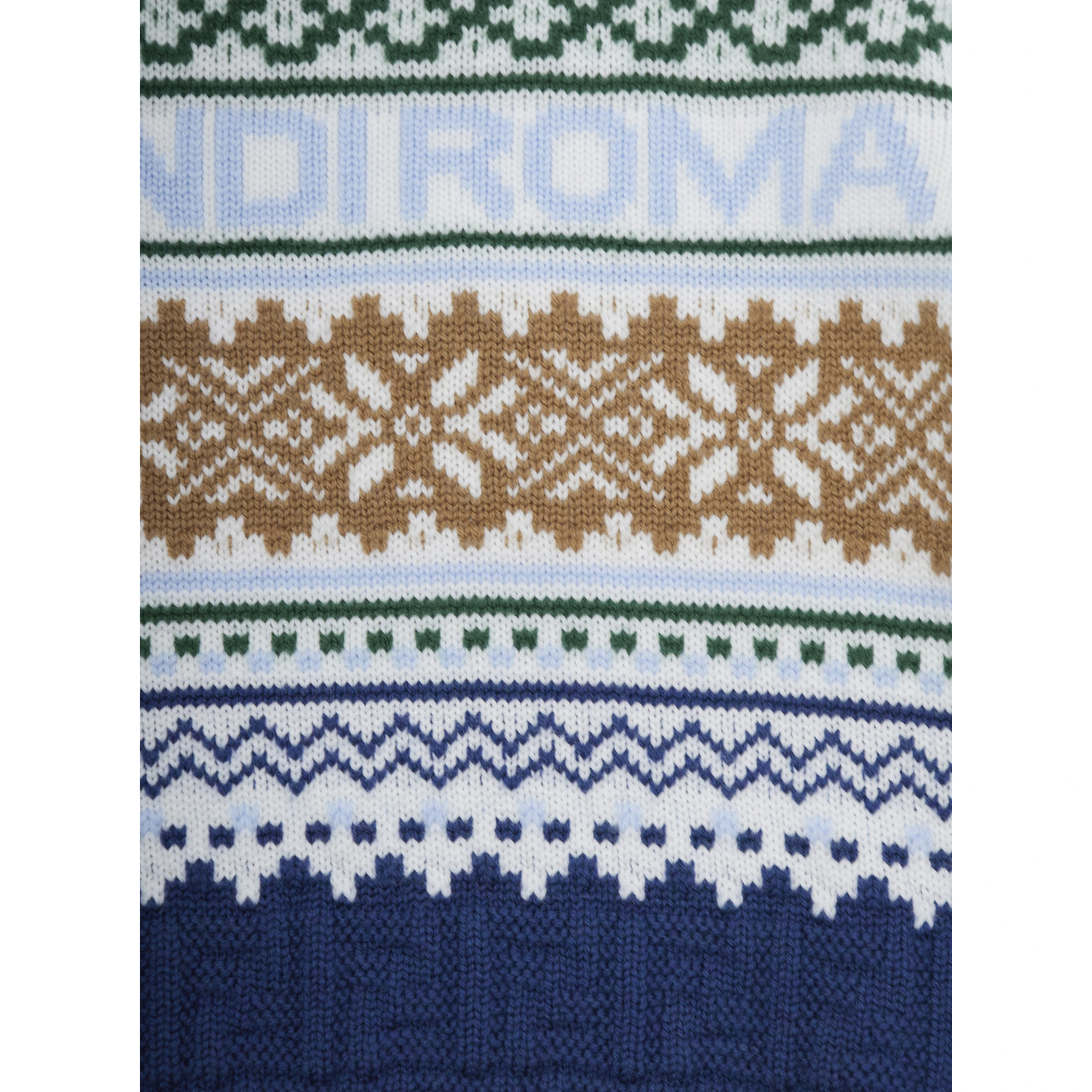 Multicolor Crewneck Sweater with Logo Lettering and Geometric Embroidery in Wool Boy