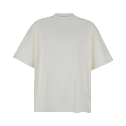 White Crewneck T-Shirt with Front Logo Print in Cotton Man