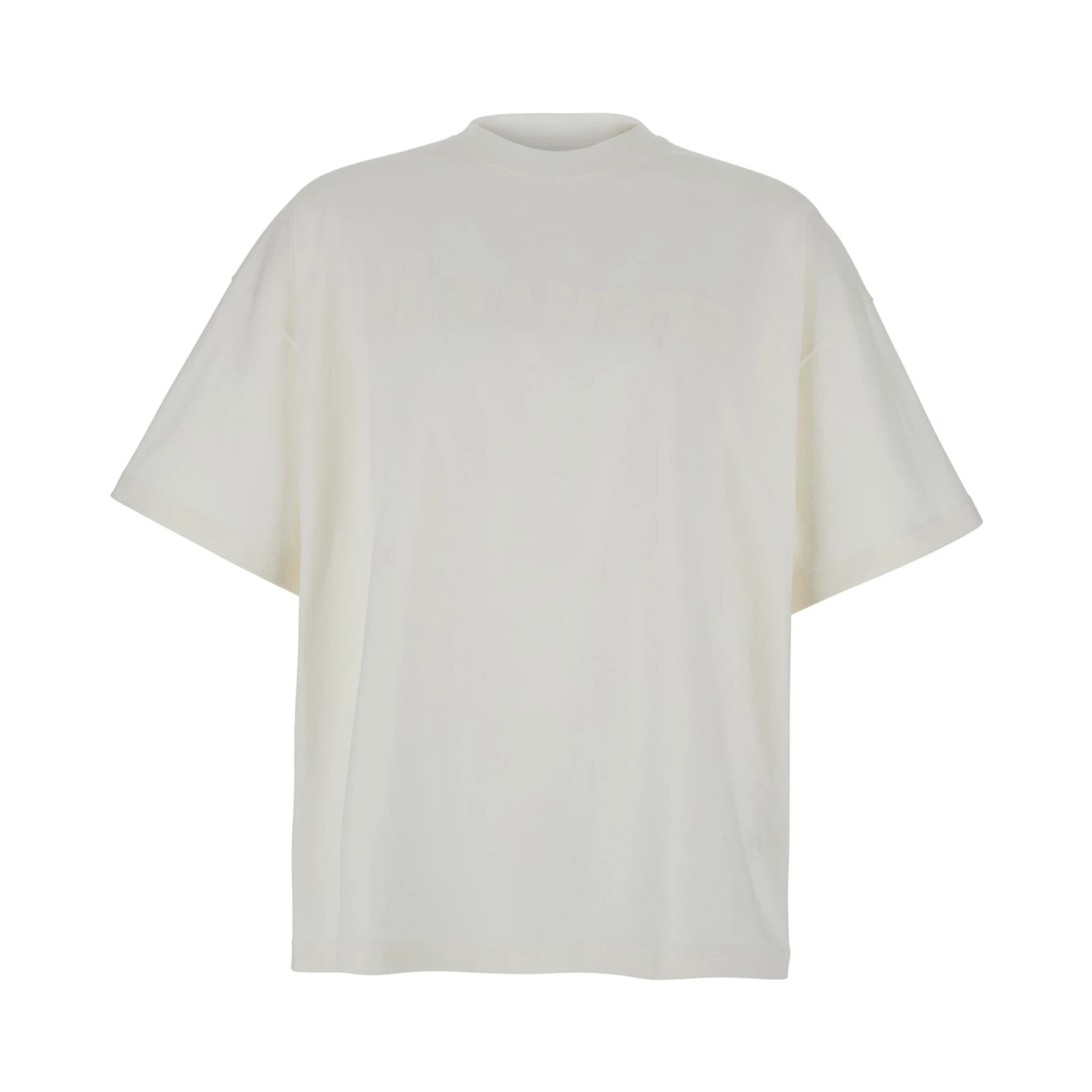 White Crewneck T-Shirt with Front Logo Print in Cotton Man