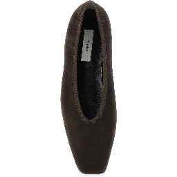 Brown Ballerinas with Square Toe  in Suede Woman