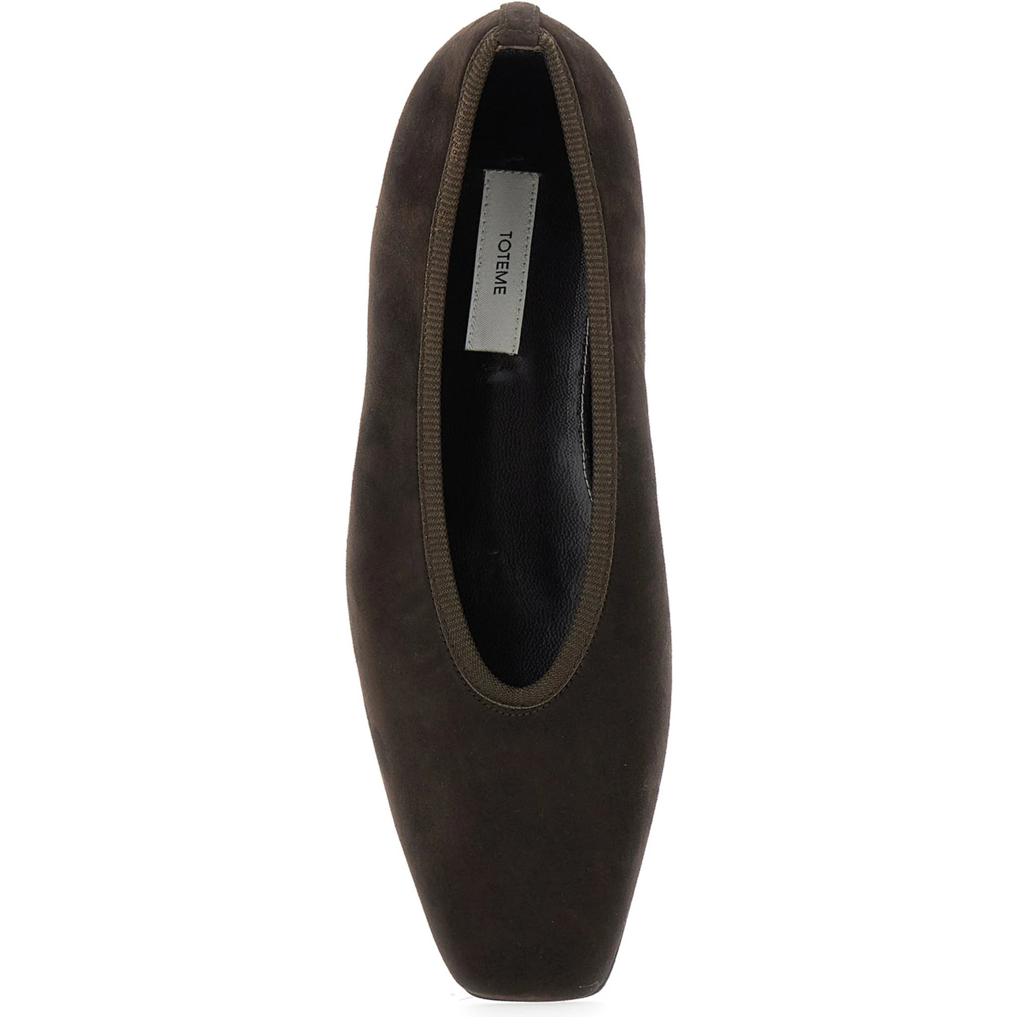 Brown Ballerinas with Square Toe  in Suede Woman