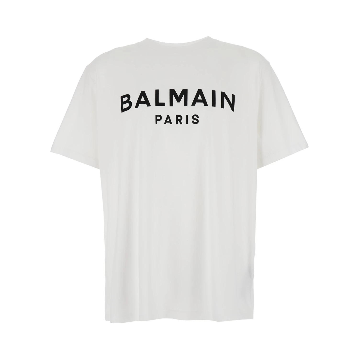 White Crewneck T-Shirt with Logo Lettering on the Front in Cotton Man
