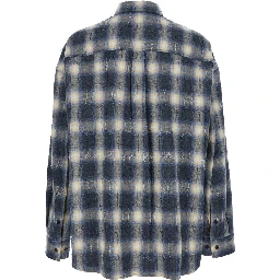 Multicolor Shirt with Classic Collar and All-Over Check Motif in Cotton Man