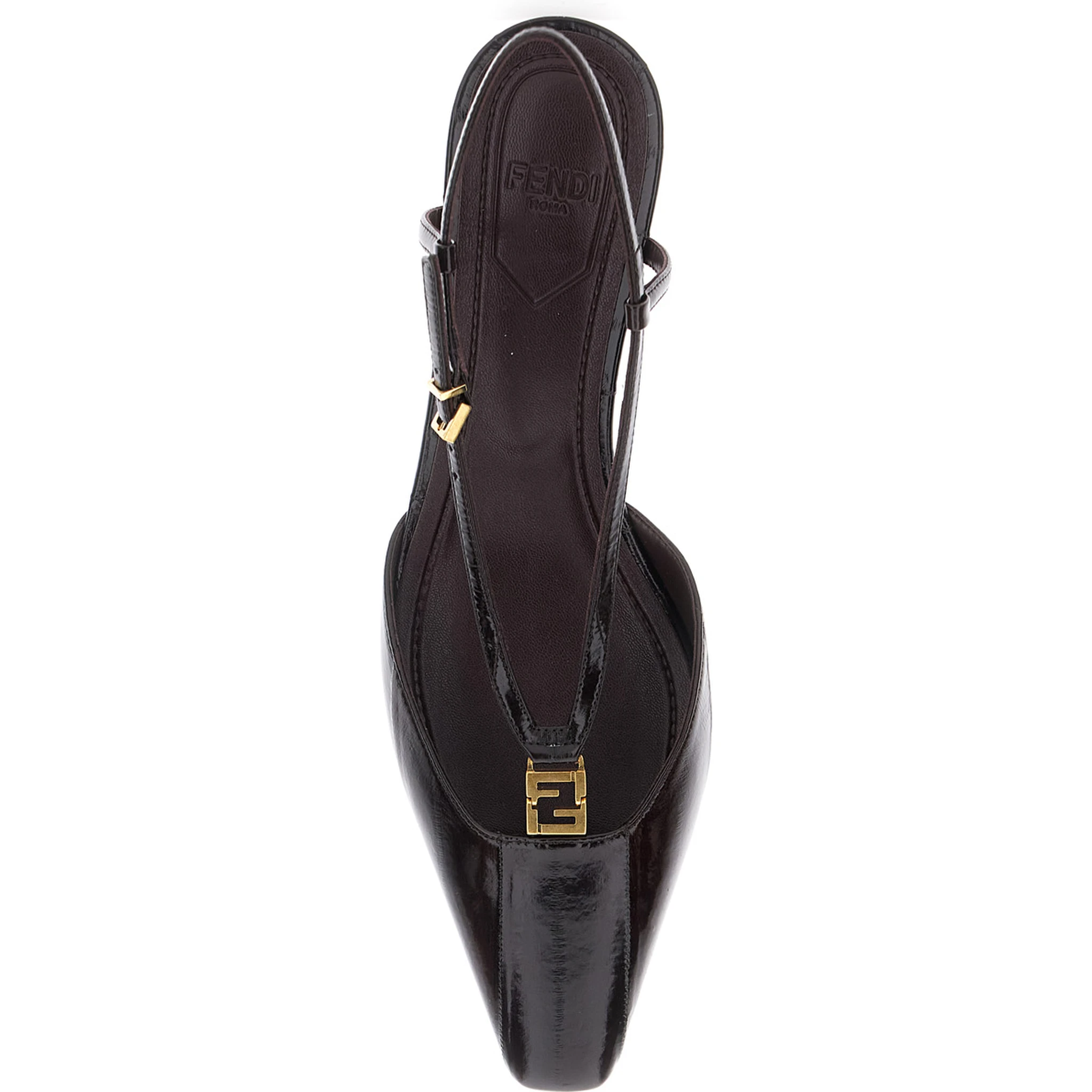 Brown Pumps with FF Logo on the Front in Hagfish Leather Woman