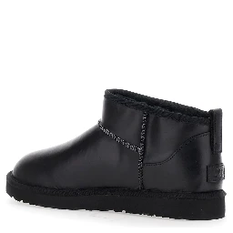 Ultra Mini Black Boots with Logo Patch on Back in Leather Man