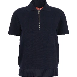 Teti Blue Polo Shirt with Classic Collar and Front Half Zip Closure in Viscose Blend Woman