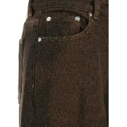 Brown Jeans with Tie-Dye Pattern and Logo Patch on Back in Denim Woman