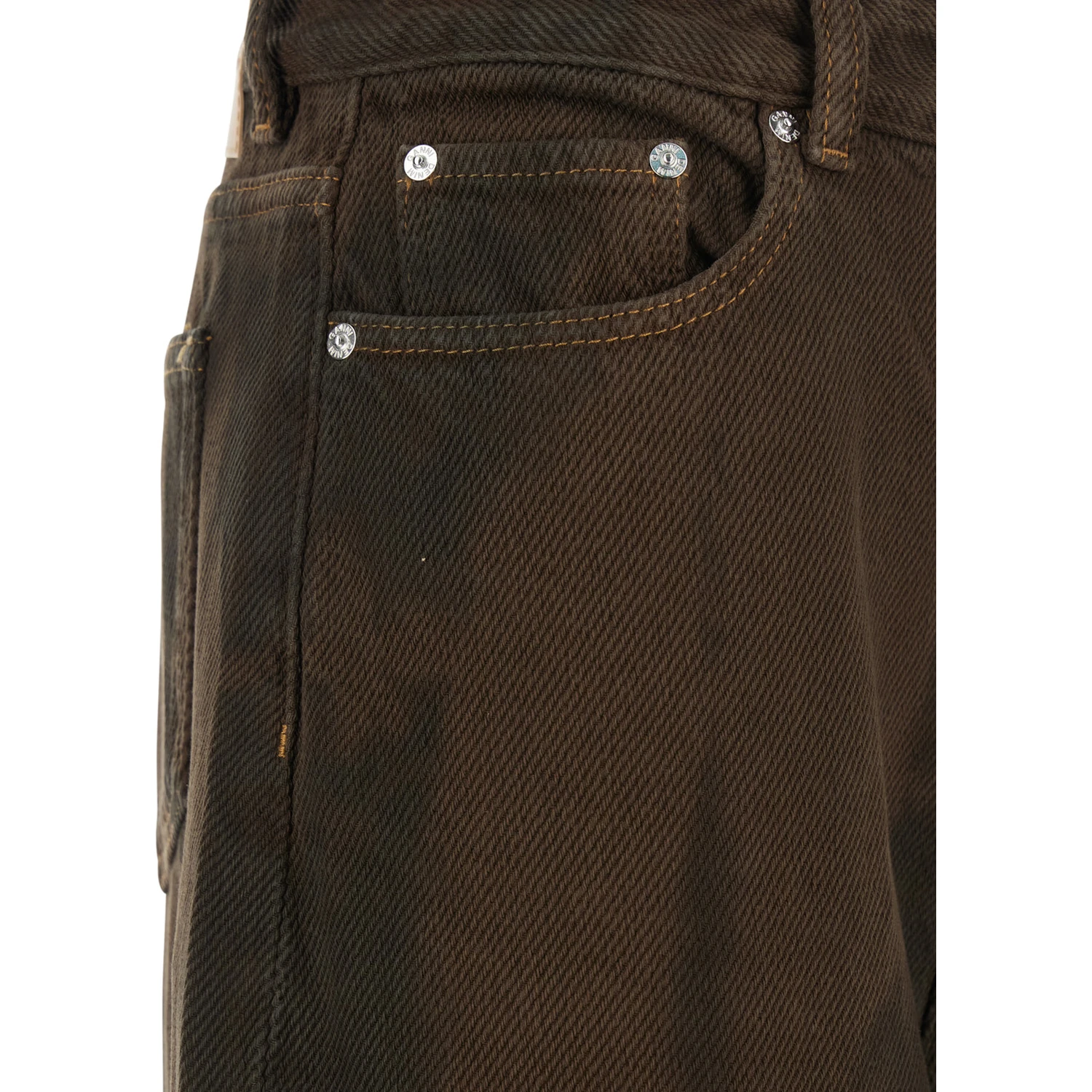 Brown Jeans with Tie-Dye Pattern and Logo Patch on Back in Denim Woman