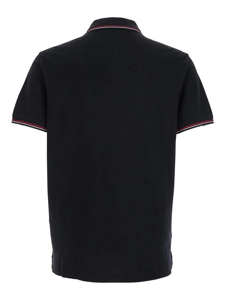 Black Polo Shirt with Classic Collar and Logo Embroidery on the Front in Cotton Stretch Man alternative