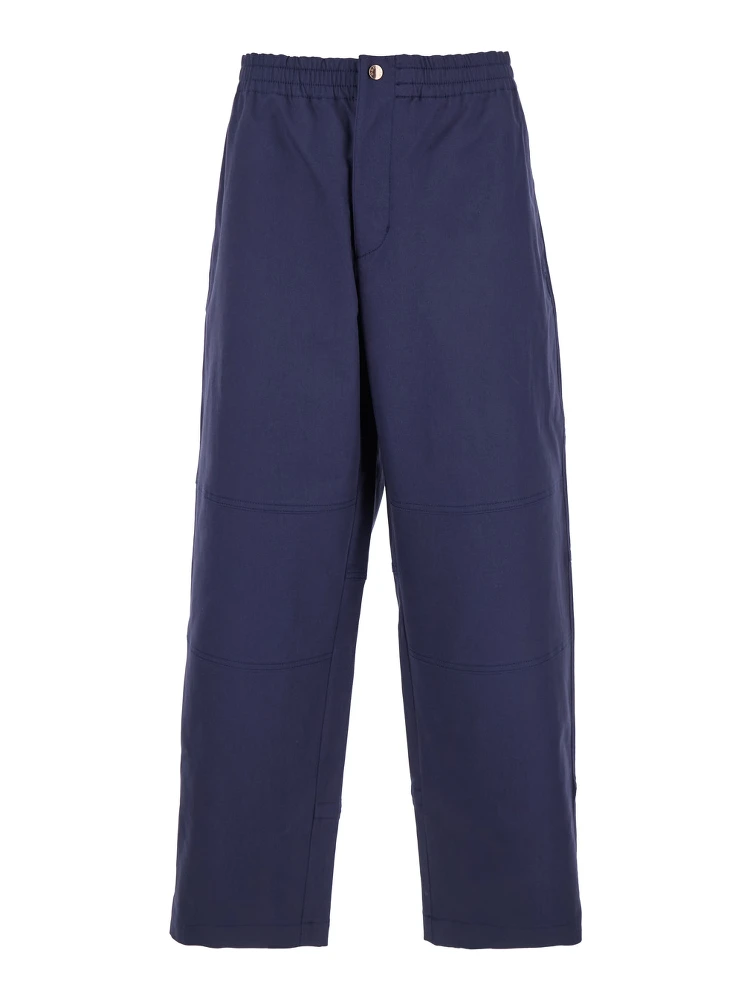 Blue Pants with Elastic Waist and Logo Patch on the Rear in Cotton Stretch Man