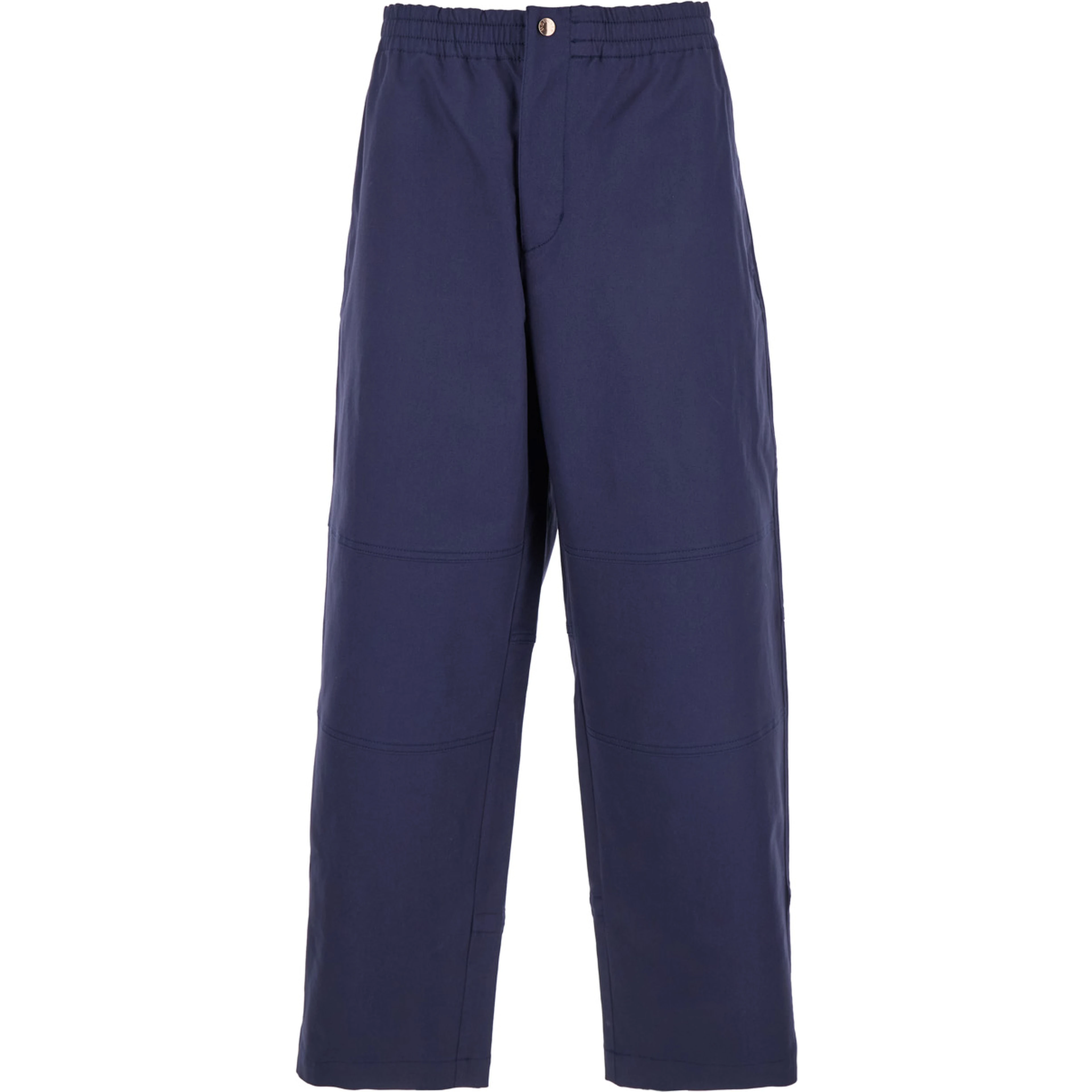 Blue Pants with Elastic Waist and Logo Patch on the Rear in Cotton Stretch Man