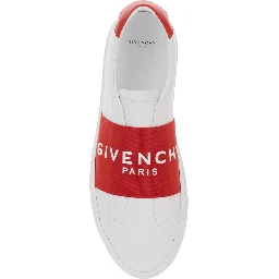 Urban White Low Top Sneakers with Contrasting Band with Logo Lettering in Leather Man