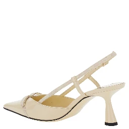 Camila Pink Slingback Pumps with Medium Heel in Leather Woman