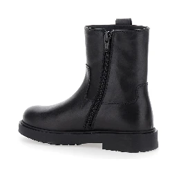 Black Boots with Logo Patch and Side Zip Closure in Leather Boy