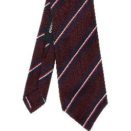 Bordeaux Tie with All-Over Striped Motif in Silk Man