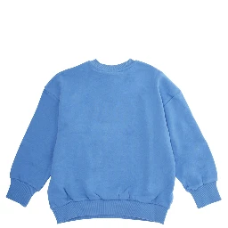 Light Blue Crewneck Sweatshirt with Print on the Front in Cotton Baby